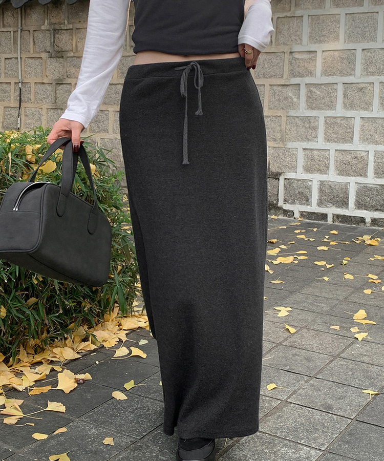 【起毛】ローライズマキシロングスカート CHARCOAL