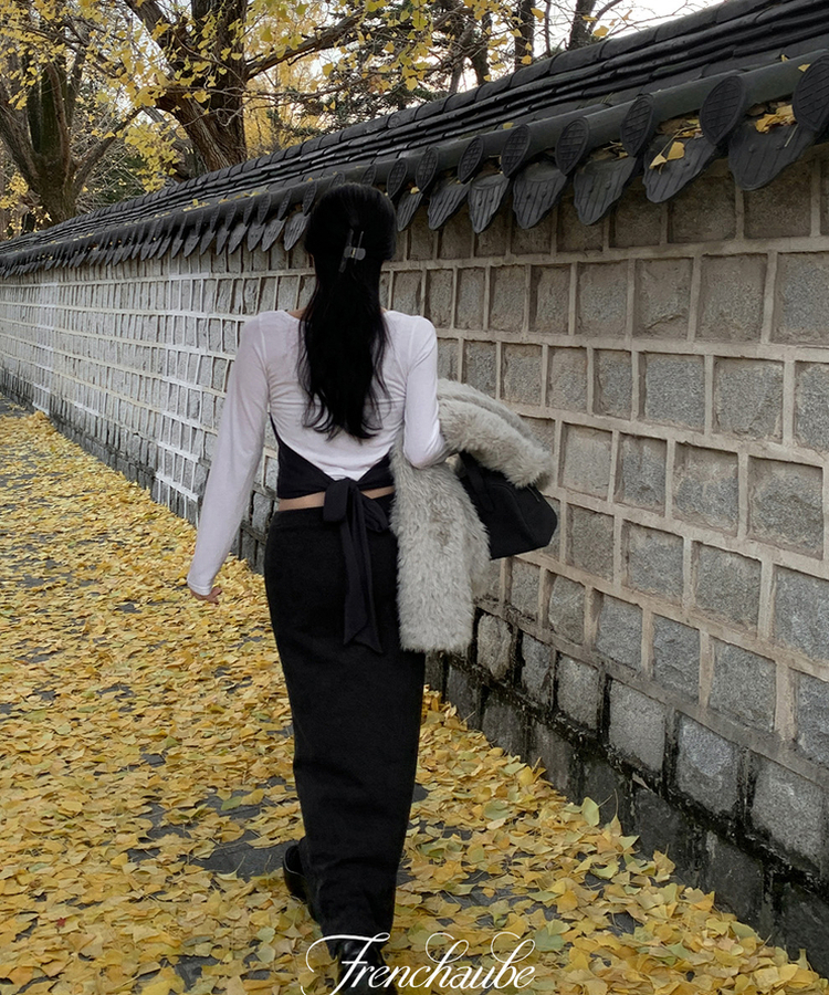 【起毛】ローライズマキシロングスカート CHARCOAL