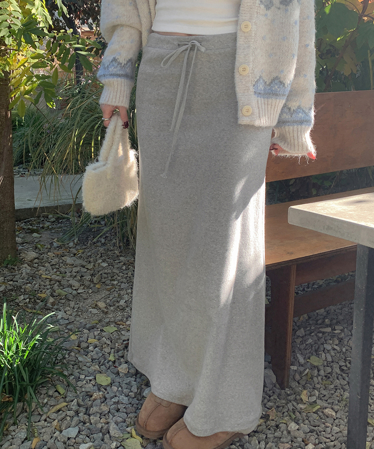 【起毛】ローライズマキシロングスカート MELANGE GRAY