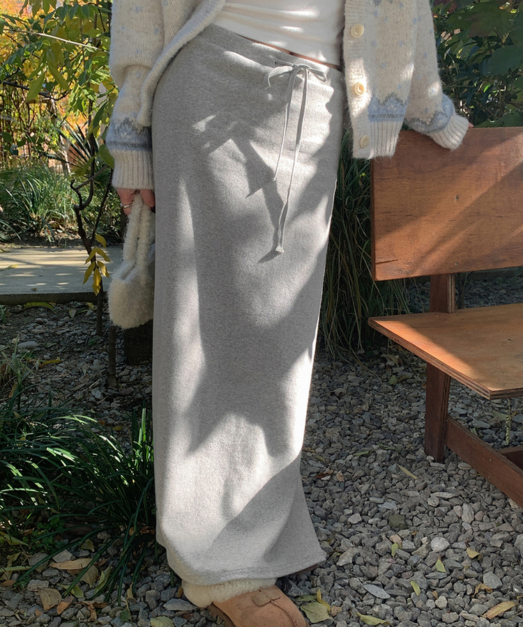 【起毛】ローライズマキシロングスカート MELANGE GRAY