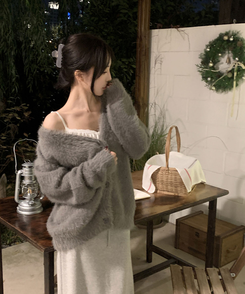 アンゴラファーカーディガン(6color) CHARCOAL