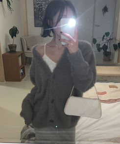 アンゴラファーカーディガン(6color) CHARCOAL