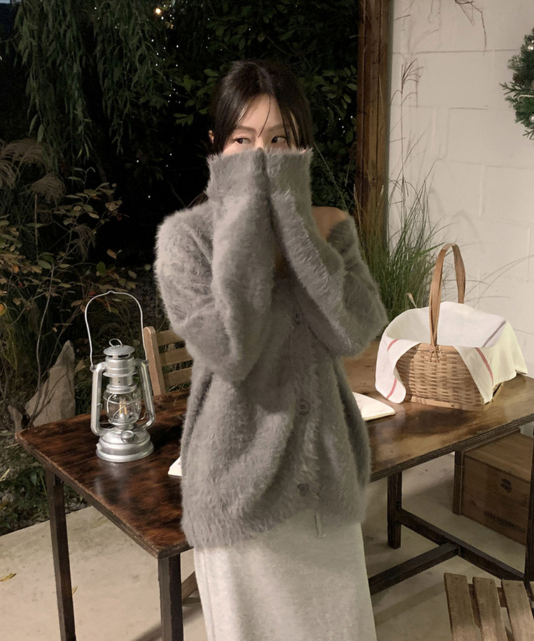 アンゴラファーカーディガン(6color) CHARCOAL