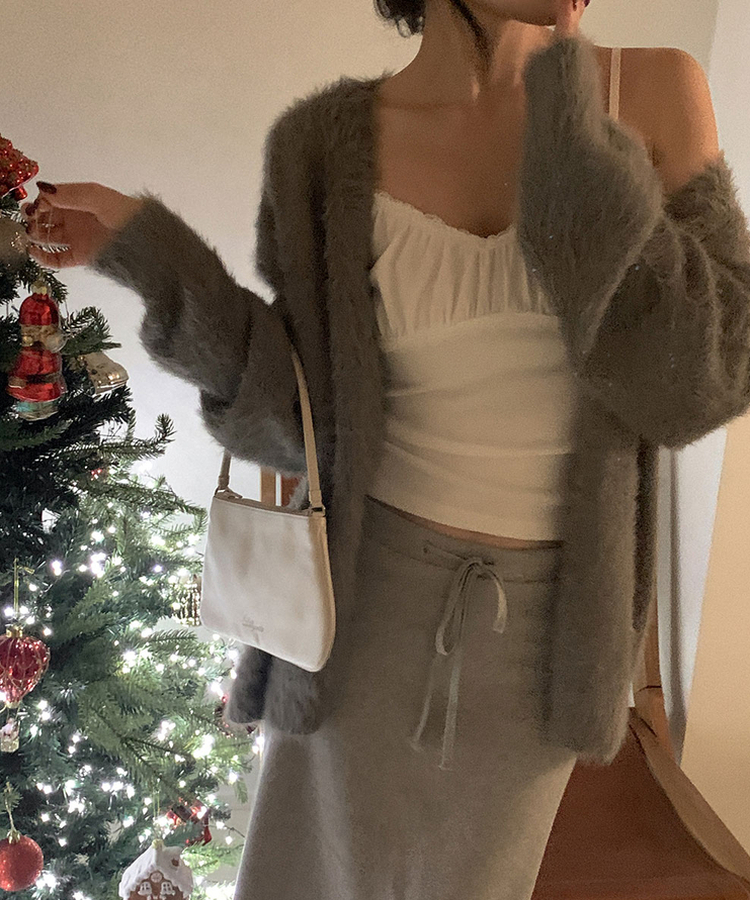 アンゴラファーカーディガン(6color) CHARCOAL