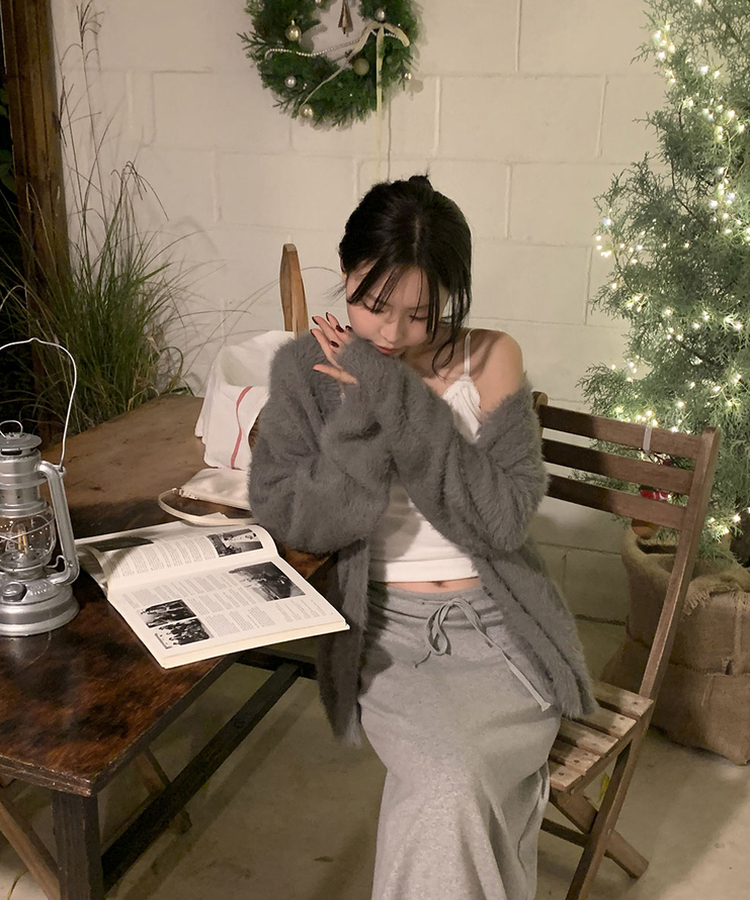 アンゴラファーカーディガン(6color) CHARCOAL