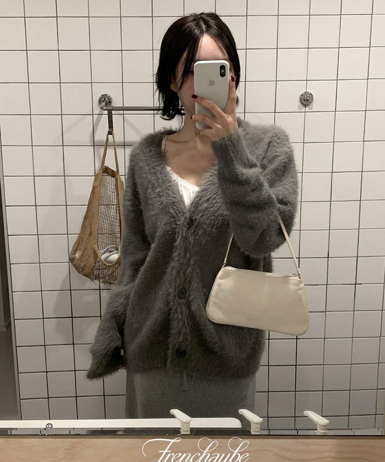 アンゴラファーカーディガン(6color) CHARCOAL
