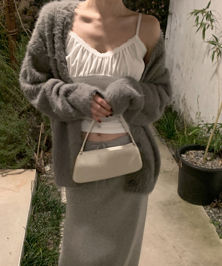 アンゴラファーカーディガン(6color) CHARCOAL