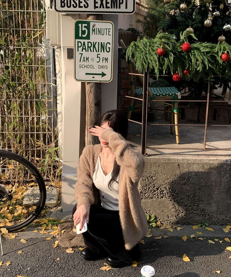 アンゴラファーカーディガン(6color) DEEP BEIGE