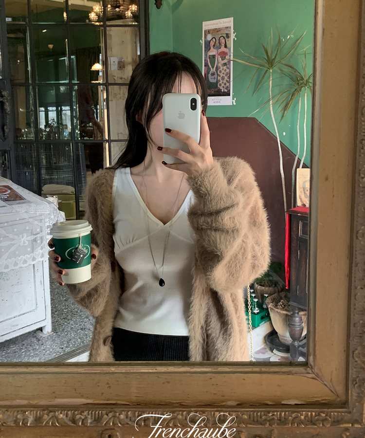 アンゴラファーカーディガン(6color) DEEP BEIGE