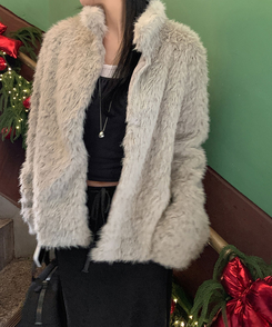 ハイネックムスタンボアジャケット LIGHT GRAY