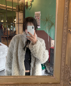 ハイネックムスタンボアジャケット LIGHT GRAY