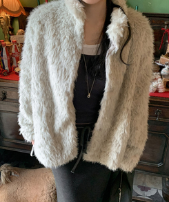 ハイネックムスタンボアジャケット LIGHT GRAY