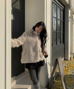 ハイネックムスタンボアジャケット IVORY