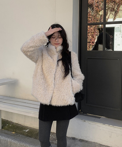 ハイネックムスタンボアジャケット IVORY