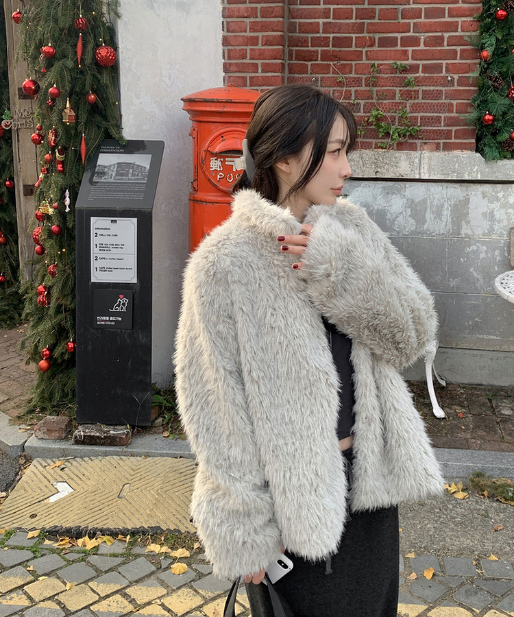 ハイネックムスタンボアジャケット LIGHT GRAY