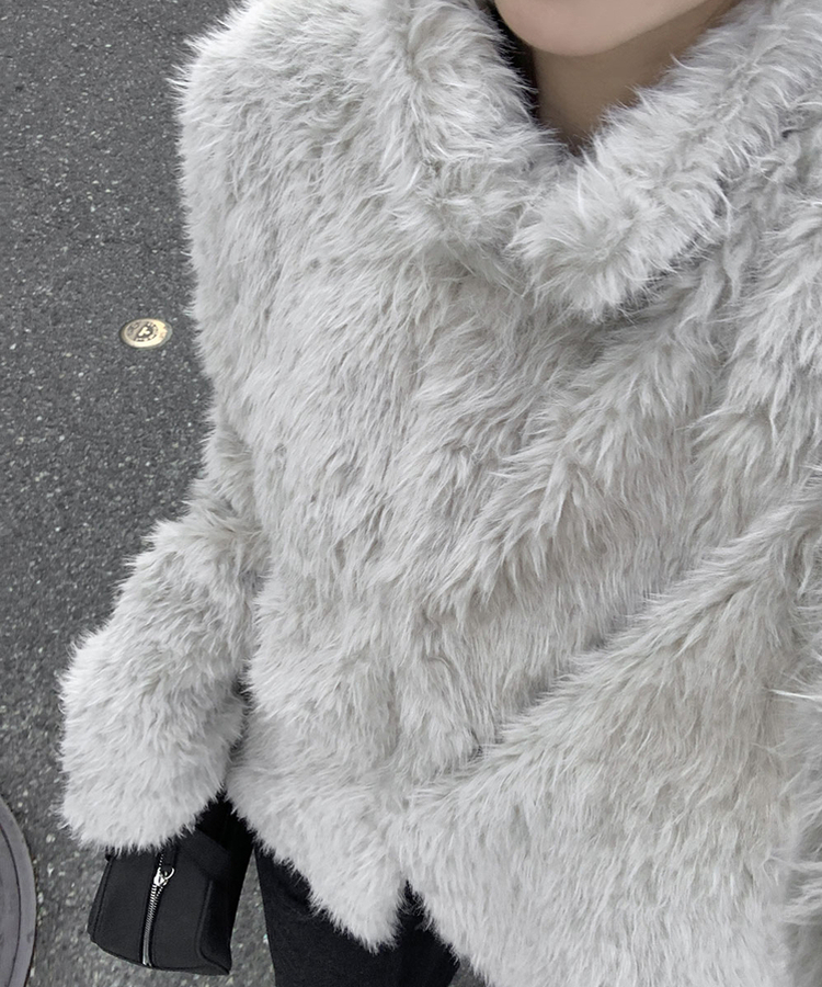 ハイネックムスタンボアジャケット LIGHT GRAY