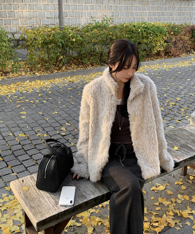 ハイネックムスタンボアジャケット LIGHT GRAY