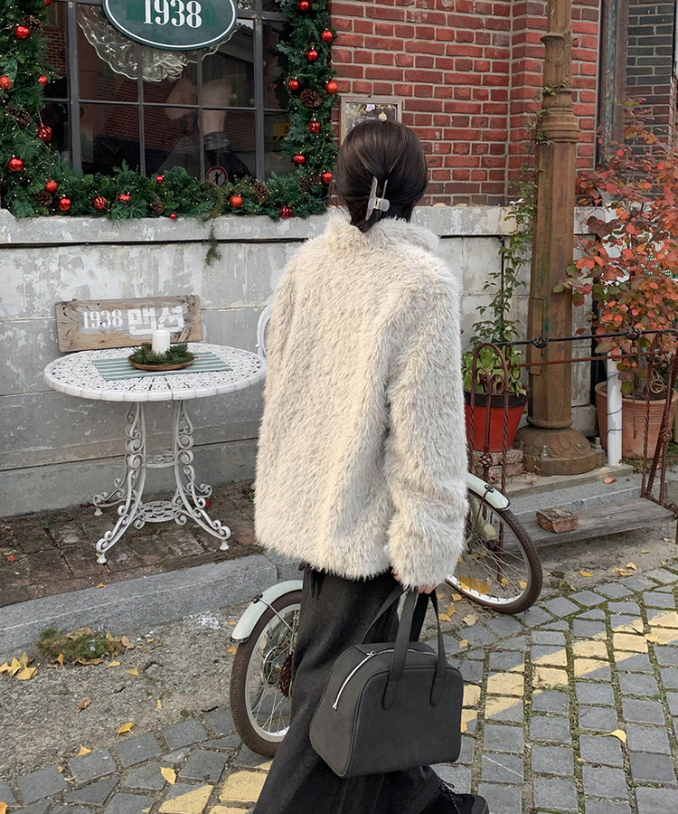 ハイネックムスタンボアジャケット LIGHT GRAY