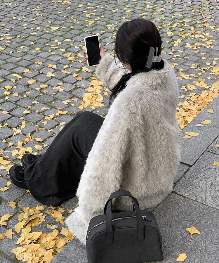 ハイネックムスタンボアジャケット LIGHT GRAY