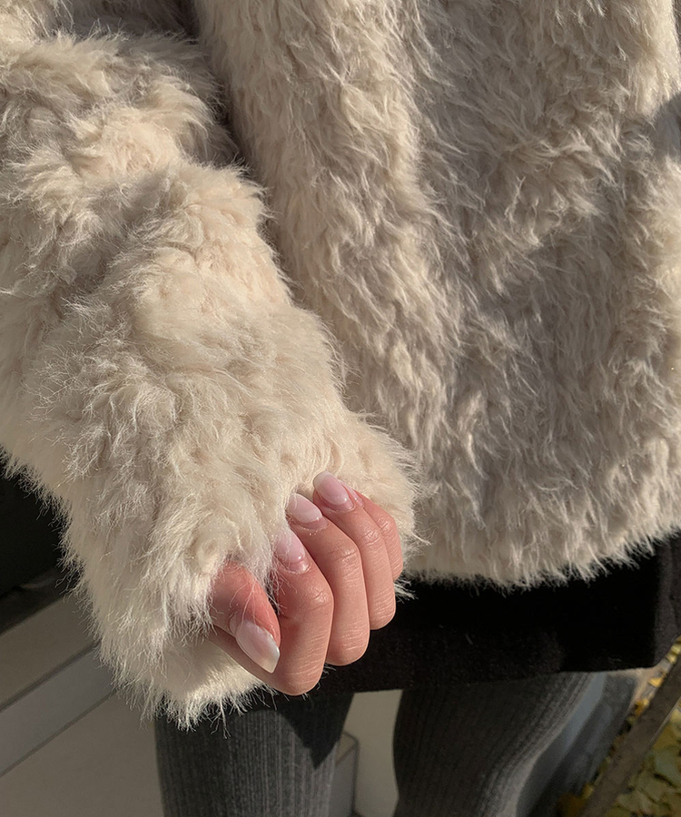 ハイネックムスタンボアジャケット IVORY