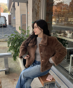 ショートミンクファージャケット BROWN