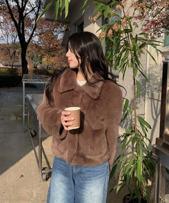 ショートミンクファージャケット BROWN
