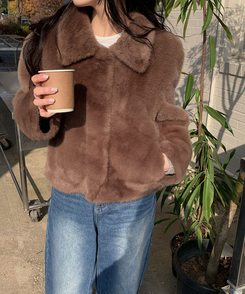 ショートミンクファージャケット BROWN