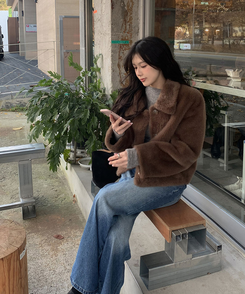 ショートミンクファージャケット BROWN