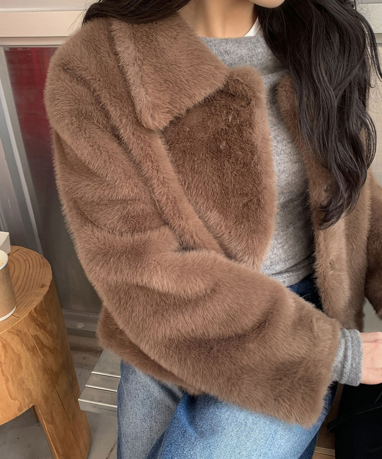 ショートミンクファージャケット BROWN