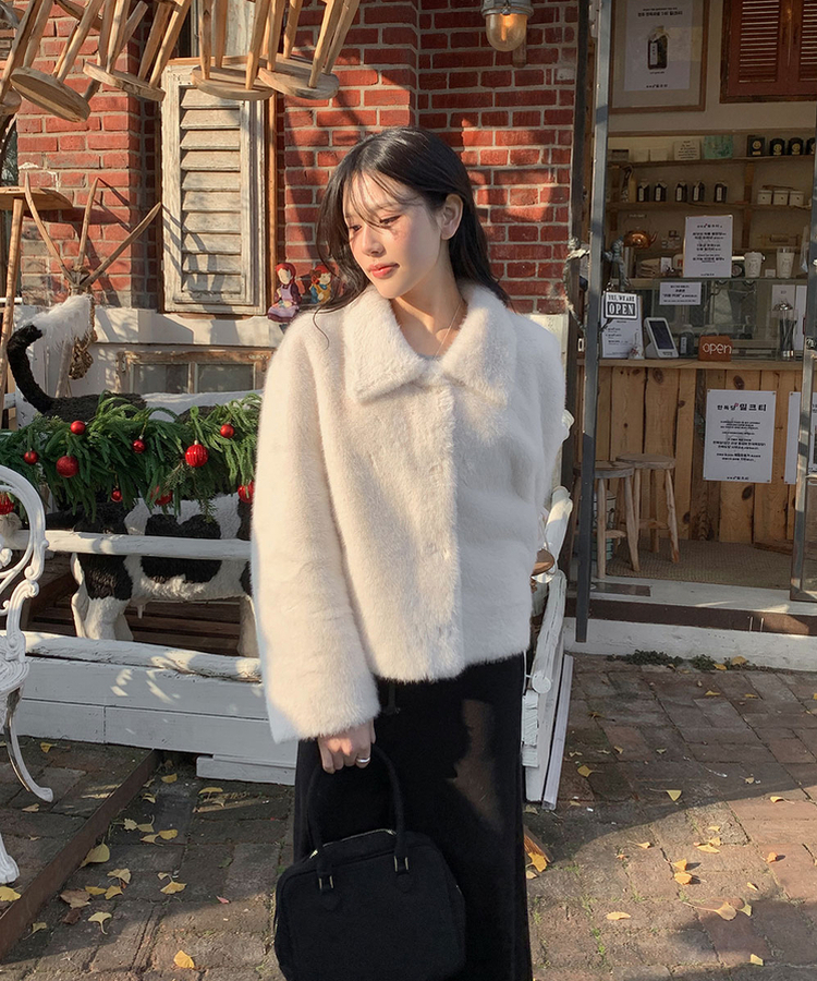 ショートミンクファージャケット IVORY