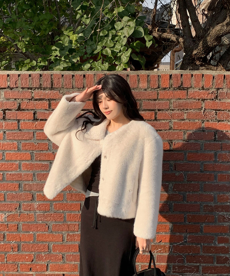 ショートミンクファージャケット IVORY