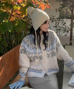 ウールノルディックニットカーディガン IVORY