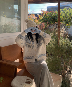 ウールノルディックニットカーディガン IVORY