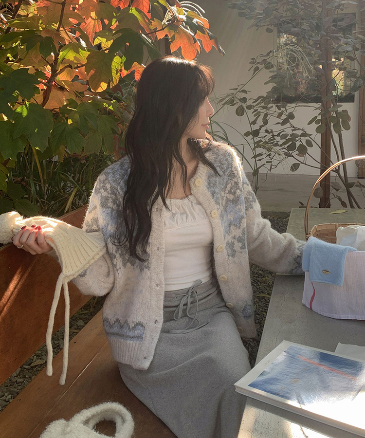 ウールノルディックニットカーディガン IVORY