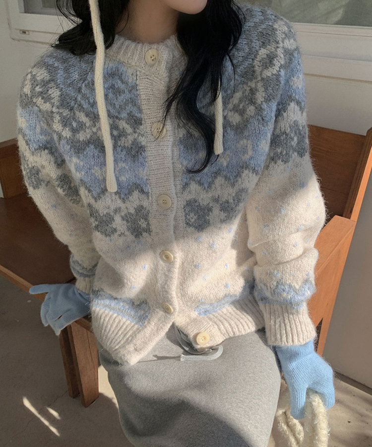 ウールノルディックニットカーディガン IVORY