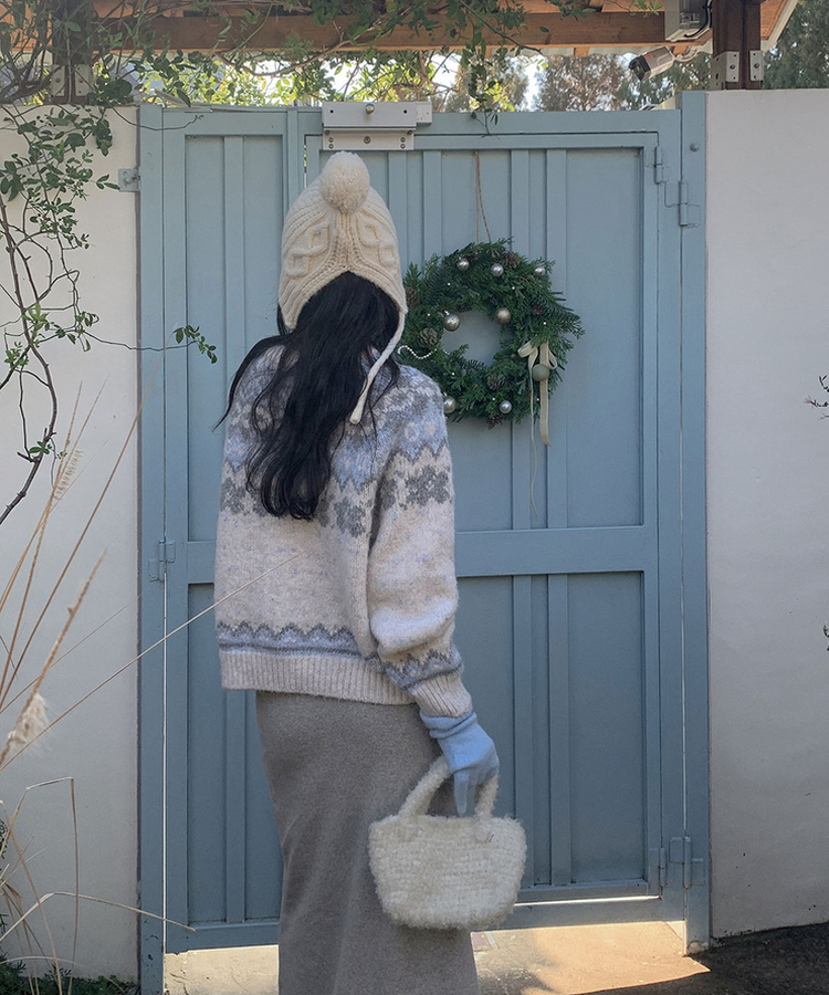 ウールノルディックニットカーディガン IVORY