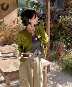 ラウンドニットカーディガン(6color) OLIVE