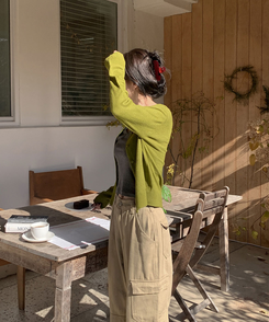 ラウンドニットカーディガン(6color) OLIVE