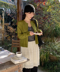 ラウンドニットカーディガン(6color) OLIVE