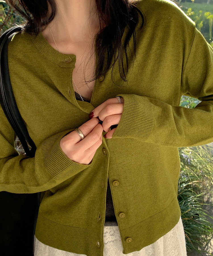 ラウンドニットカーディガン(6color) OLIVE