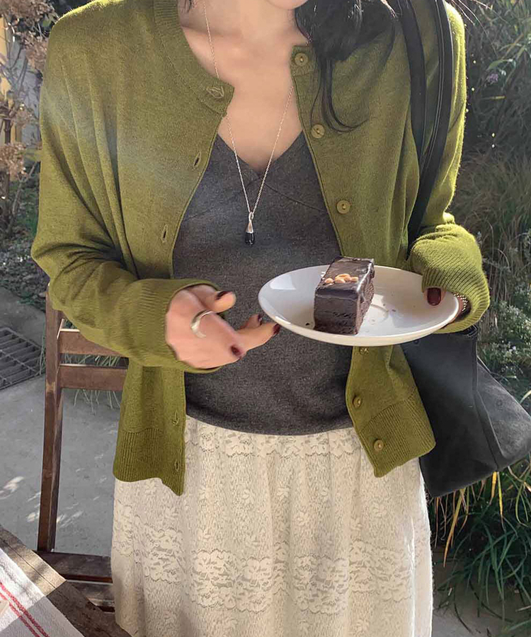 ラウンドニットカーディガン(6color) OLIVE
