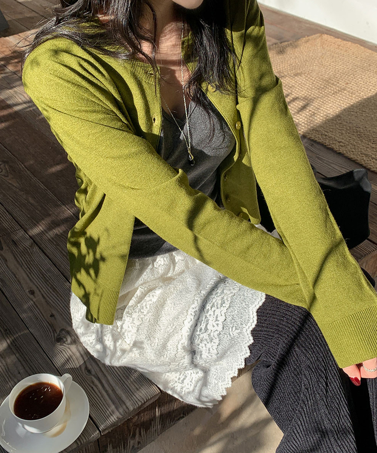 ラウンドニットカーディガン(6color) OLIVE