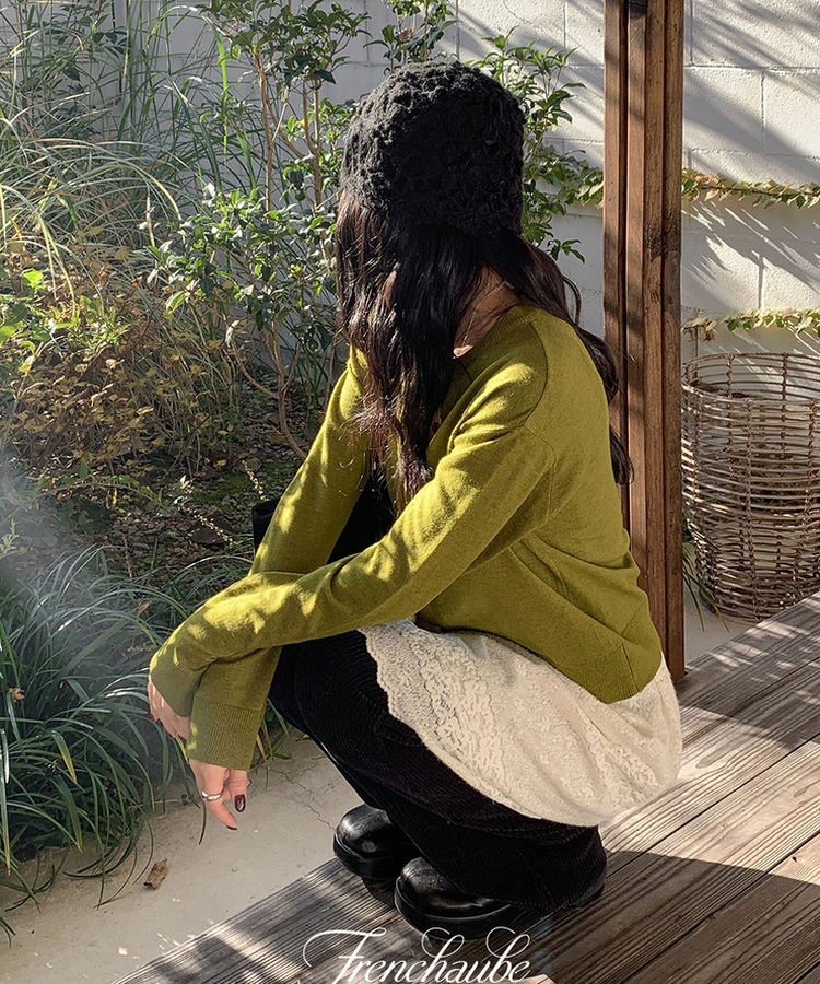 ラウンドニットカーディガン(6color) OLIVE