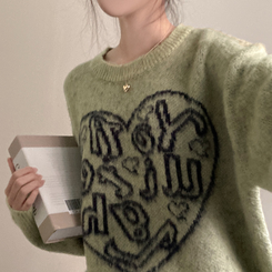 ハートレタリングブラシアンゴラニット(5color) LIGHT GREEN