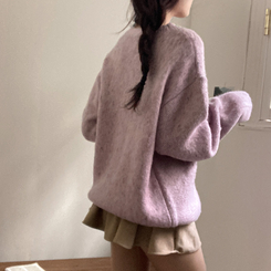 ハートレタリングブラシアンゴラニット(5color) PINK