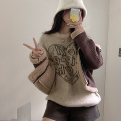 ハートレタリングブラシアンゴラニット(5color) BEIGE