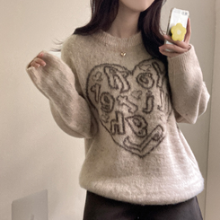 ハートレタリングブラシアンゴラニット(5color) BEIGE