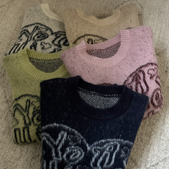 ハートレタリングブラシアンゴラニット(5color)