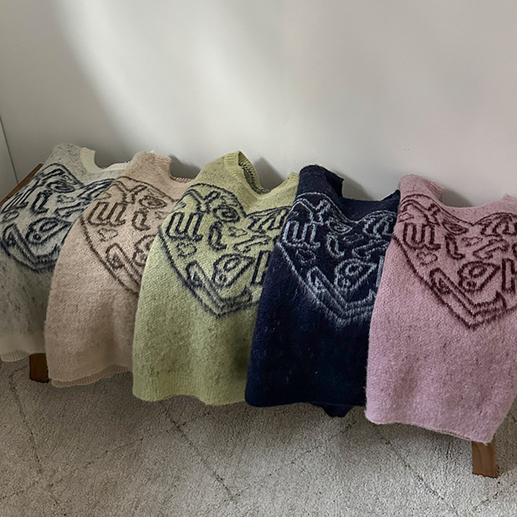 ハートレタリングブラシアンゴラニット(5color)