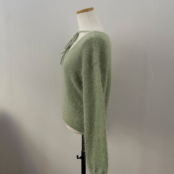 チョーカーリボンアンゴラVネックニット(6color)